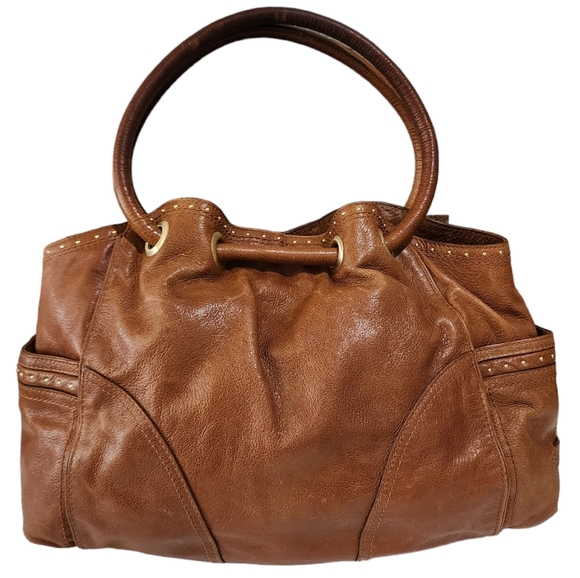 Cole Haan 100% Leather Brown Village Grommet Hobo Bag Medium Size - Picture 11 of 16